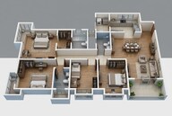 Floor plan of 3 BHK 2006 Sq. Ft. Apartment in Bhartiya Garden Enclave Nikoo Homes 8, Bangalore