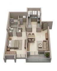 Floor plan of 1 BHK 522 Sq. Ft. Apartment in Rohan Adira, Thane