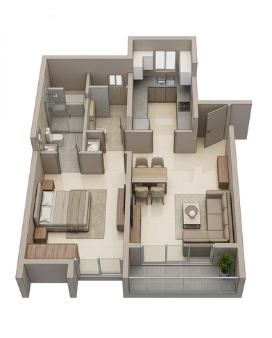 Floor plan of 1 BHK 522 Sq. Ft. Apartment in Rohan Adira, Thane