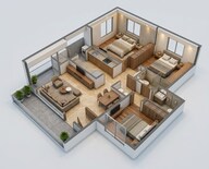 Floor plan of 2 BHK 657 Sq. Ft. Apartment in Rohan Adira, Thane
