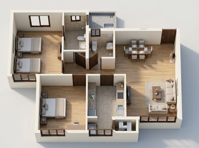 Floor plan of 2 BHK 698 Sq. Ft. Apartment in Rohan Adira, Thane