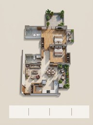 Floor plan of 2 BHK 1302 Sq. Ft. Apartment in Ashiana Advik, Alwar