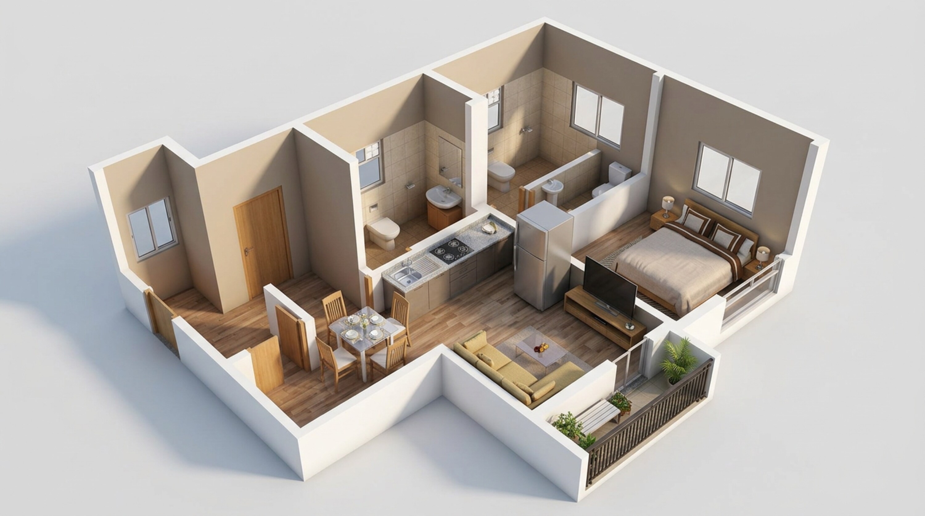 Floor plan of 1 BHK 458 Sq. Ft. Apartment in Dosti Nest, Thane