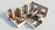 Floor plan of 1 BHK 458 Sq. Ft. Apartment in Dosti Nest, Thane
