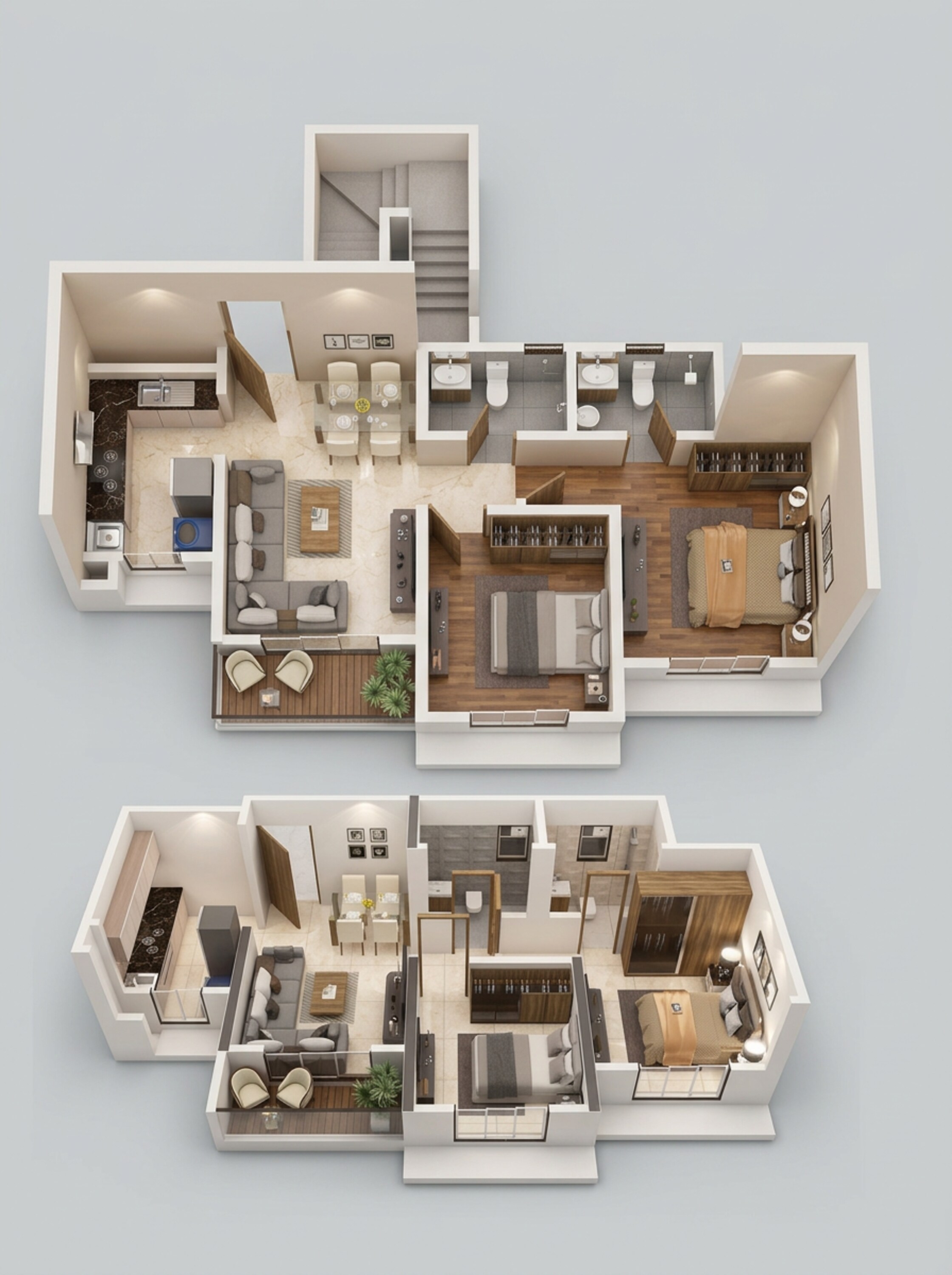 Floor plan of 2 BHK 552 Sq. Ft. Apartment in Dosti Nest, Thane