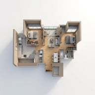 Floor plan of 2 BHK 613 Sq. Ft. Apartment in LnT Vayam, Thane