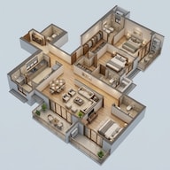 Floor plan of 3 BHK 1154 Sq. Ft. Apartment in LnT Vayam, Thane