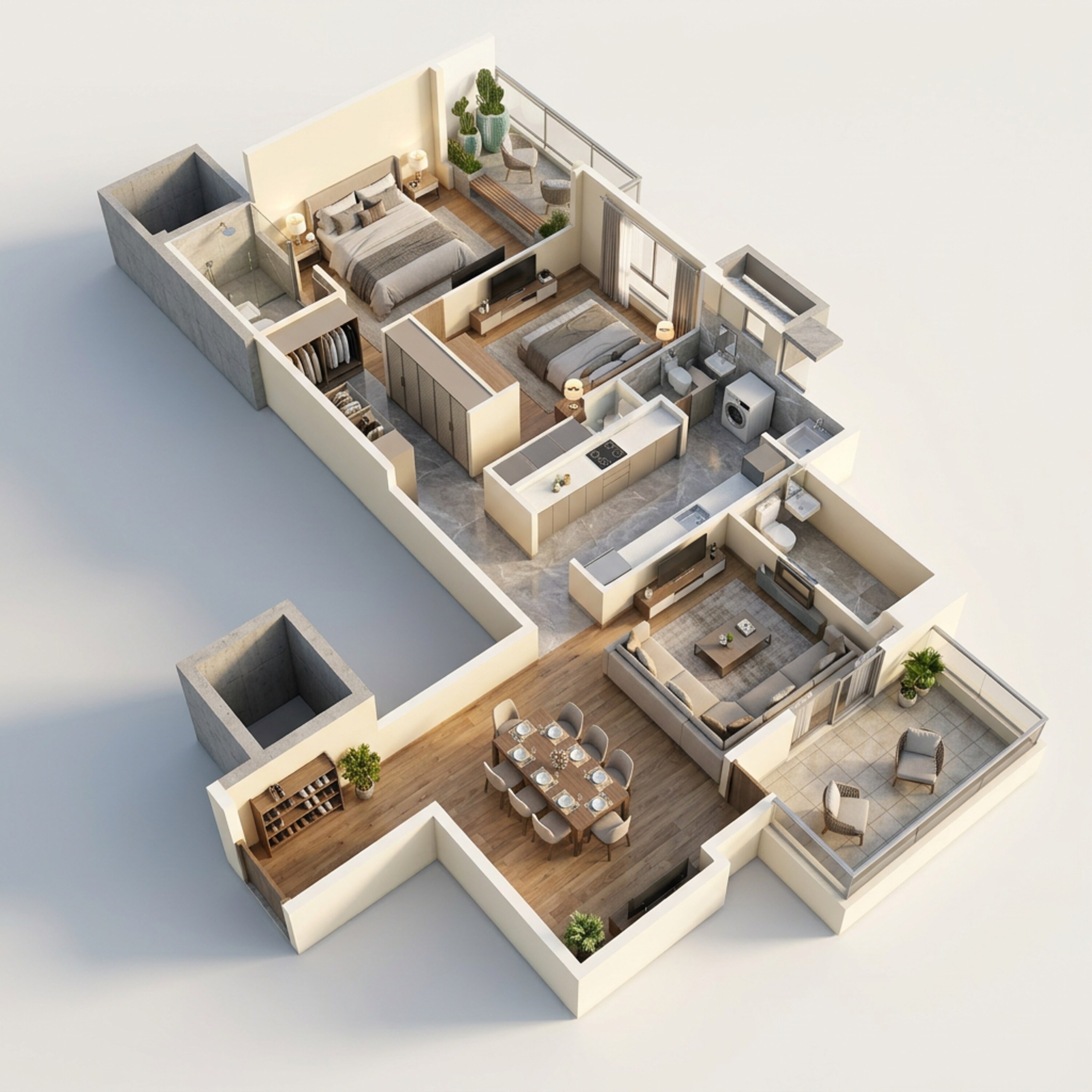 Floor plan of 3 BHK 1168 Sq. Ft. Apartment in LnT Vayam, Thane