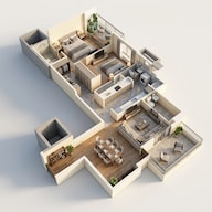 Floor plan of 3 BHK 1168 Sq. Ft. Apartment in LnT Vayam, Thane