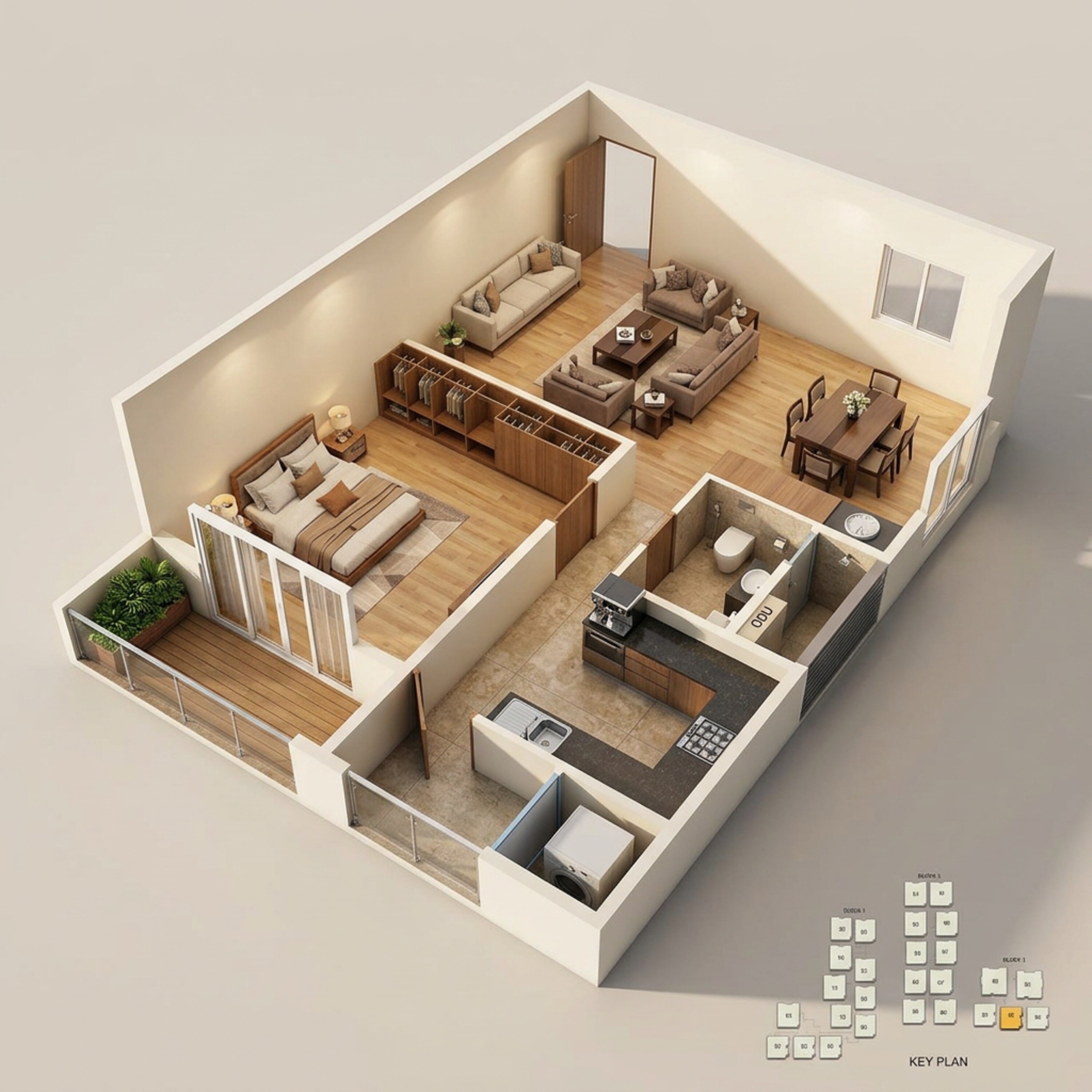 Floor plan of 1 BHK 1207 Sq. Ft. Apartment in Casagrand Hennessy, Hyderabad