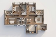 Floor plan of 3 BHK 1009 Sq. Ft. Apartment in VTP Aurelia, Pune
