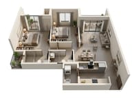Floor plan of 2 BHK 839 Sq. Ft. Apartment in Shapoorji Pallonji Joyville Vyomora, Pune