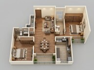 Floor plan of 2 BHK 1290 Sq. Ft. Apartment in Casagrand Ventra, Chennai