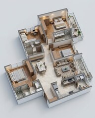 Floor plan of 3 BHK 2037 Sq. Ft. Apartment in Prestige Evergreen, Bangalore