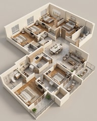 Floor plan of 4 BHK 2271 Sq. Ft. Apartment in Prestige Evergreen, Bangalore