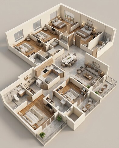 Floor plan of 4 BHK 2271 Sq. Ft. Apartment in Prestige Evergreen, Bangalore