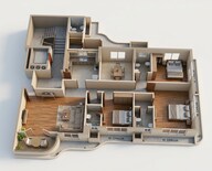 Floor plan of 3 BHK 1687 Sq. Ft. Apartment in Wadhwa Marina Vista, Mumbai
