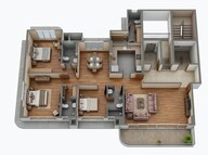Floor plan of 3 BHK 1956 Sq. Ft. Apartment in Wadhwa Marina Vista, Mumbai
