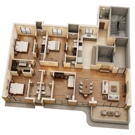 Floor plan of 4 BHK 2500 Sq. Ft. Apartment in Wadhwa Marina Vista, Mumbai
