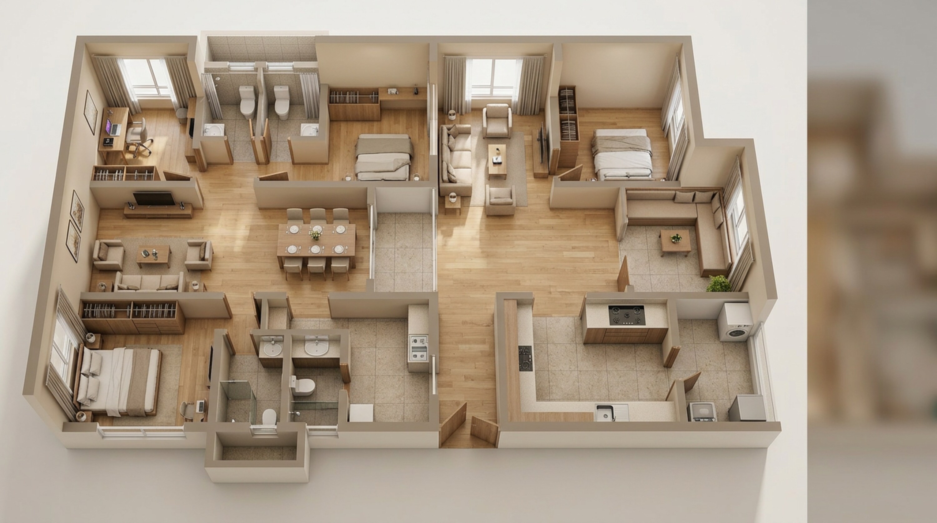 Floor plan of 3 BHK 1588 Sq. Ft. Apartment in Godrej Brooklyn Avenue, Hyderabad
