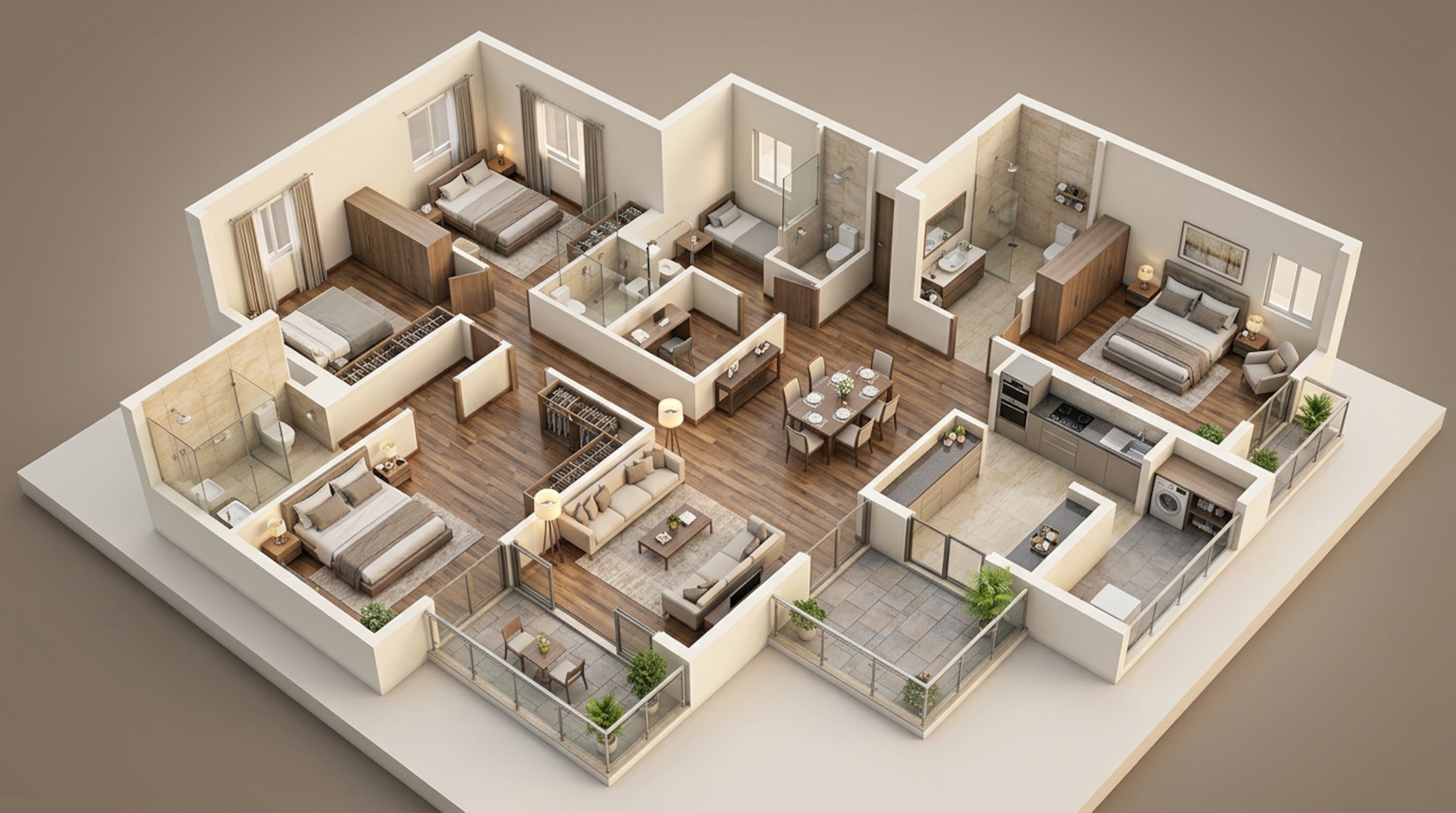 Floor plan of 4 BHK 3213 Sq. Ft. Apartment in Godrej Brooklyn Avenue, Hyderabad