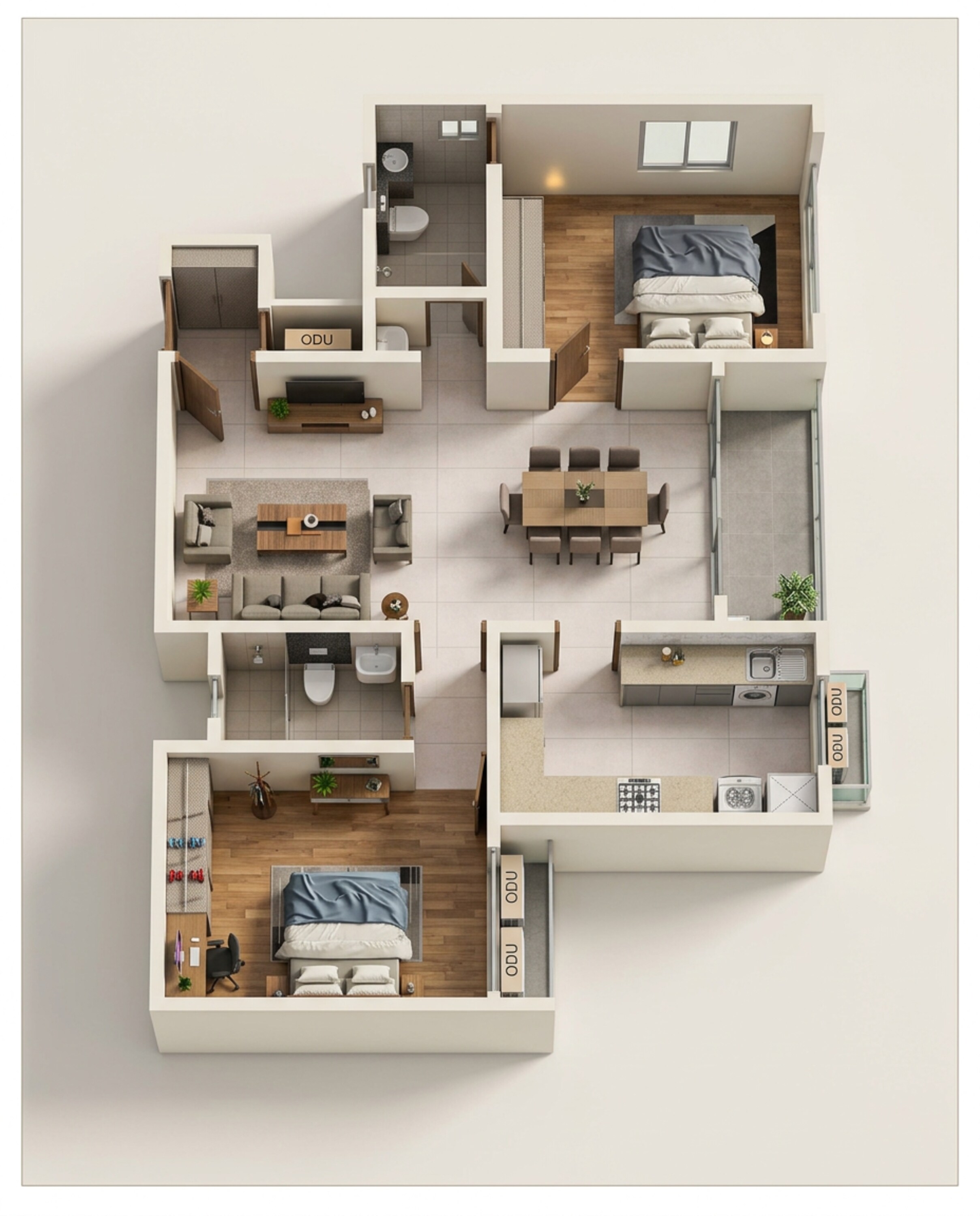 Floor plan of 2 BHK 1307 Sq. Ft. Apartment in Casagrand Aquagrove, Chennai