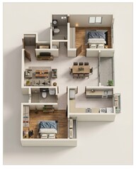 Floor plan of 2 BHK 1307 Sq. Ft. Apartment in Casagrand Aquagrove, Chennai