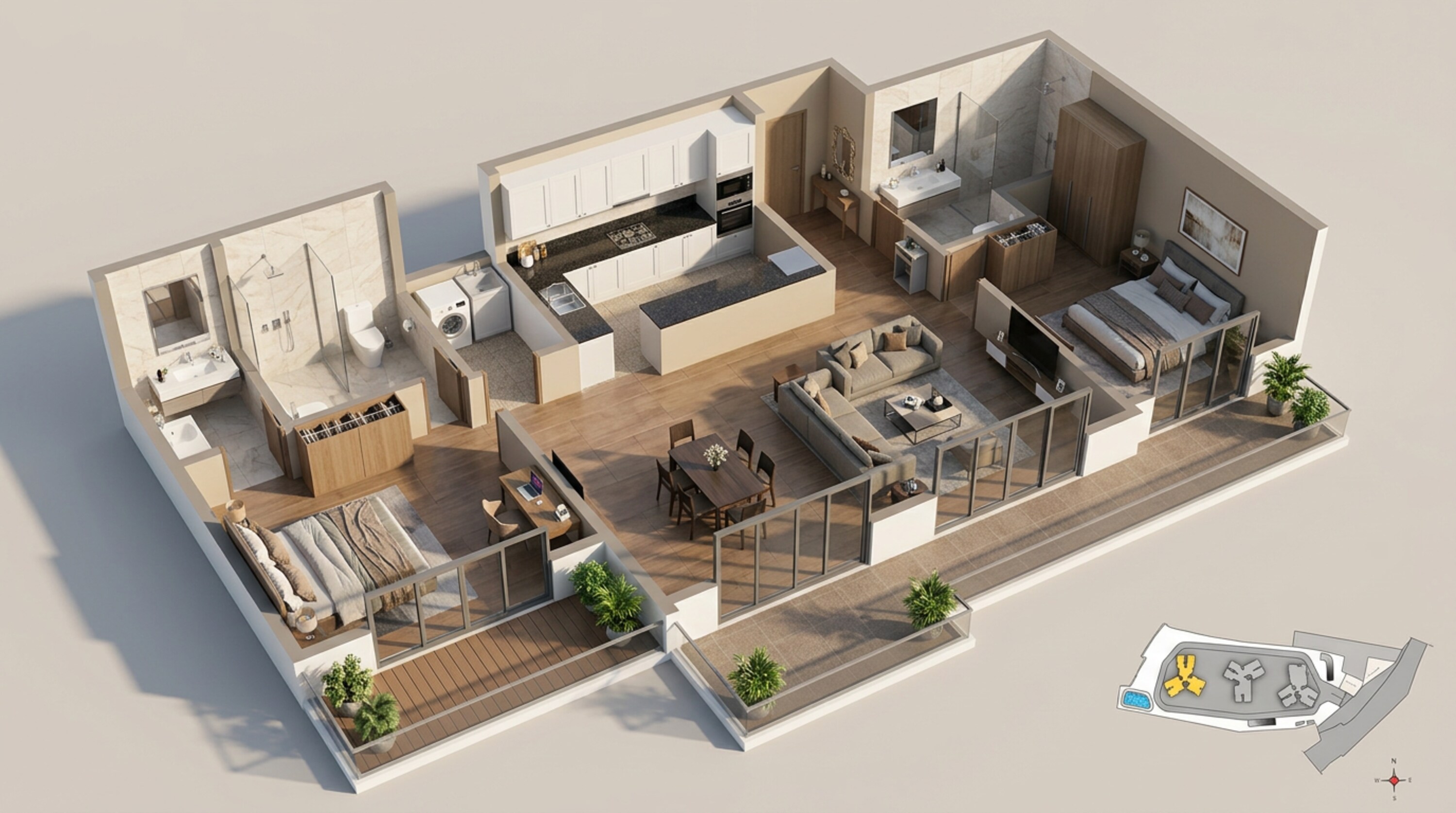 Floor plan of 3 BHK 2100 Sq. Ft. Apartment in Casagrand Aquagrove, Chennai