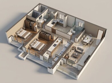 Floor plan of 2 BHK 787 Sq. Ft. Apartment in LnT Ahana, Mumbai