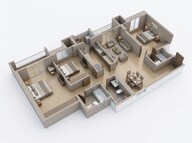 Floor plan of 3 BHK 1288 Sq. Ft. Apartment in LnT Ahana, Mumbai