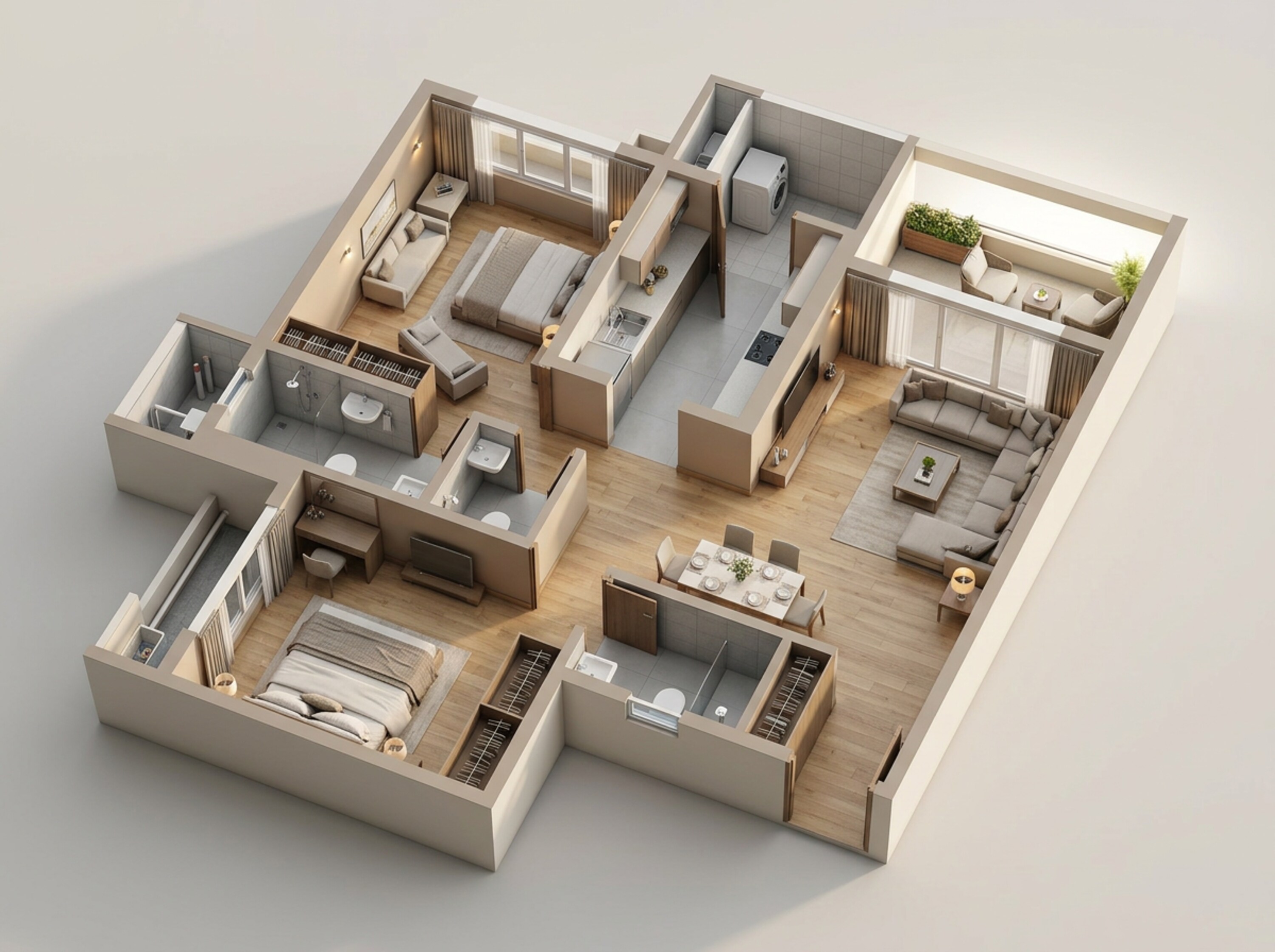 Floor plan of 2 BHK 866 Sq. Ft. Apartment in DGS Sheetal Elara, Mumbai