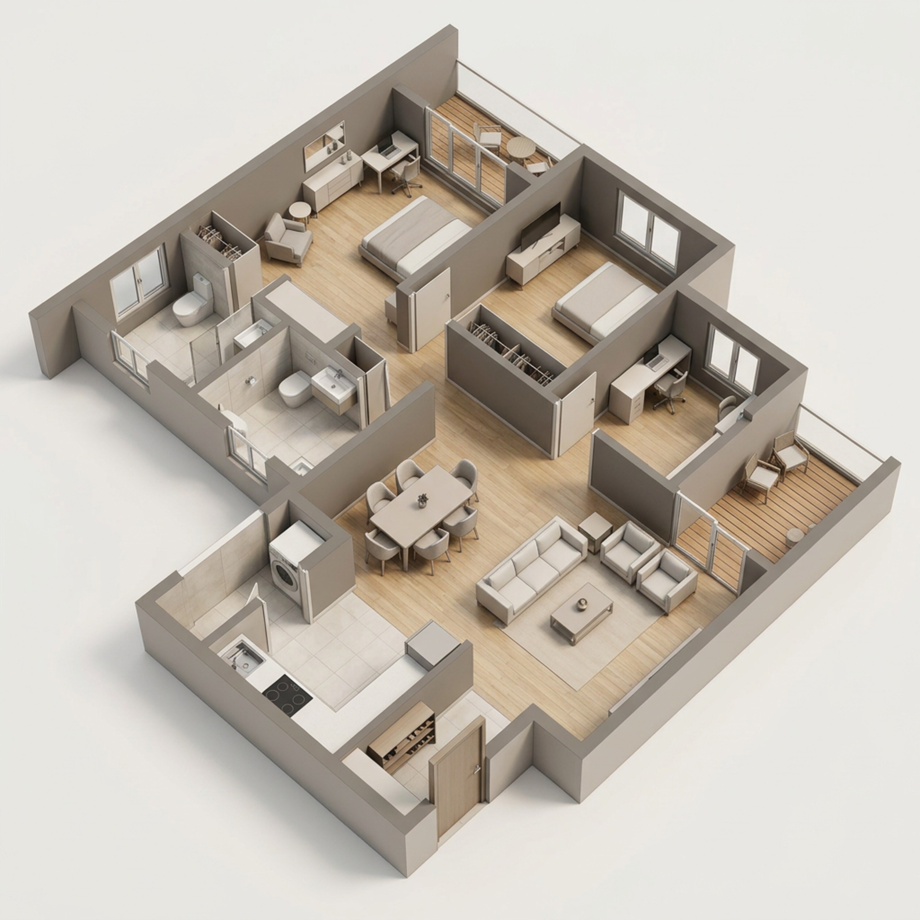 Floor plan of 2 BHK 932 Sq. Ft. Apartment in Kolte Patil The Winds, Pune