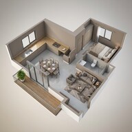 Floor plan of 1 BHK 1024 Sq. Ft. Apartment in Casagrand Moondance, Bangalore