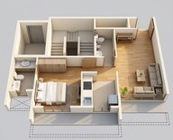 Floor plan of 1 BHK 382 Sq. Ft. Apartment in Gami Mirava, Navi Mumbai