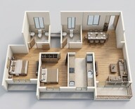 Floor plan of 2 BHK 543 Sq. Ft. Apartment in Gami Mirava, Navi Mumbai