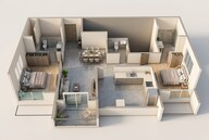 Floor plan of 3 BHK 895 Sq. Ft. Apartment in Gami Mirava, Navi Mumbai