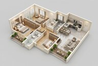 Floor plan of 3 BHK 1208 Sq. Ft. Apartment in Prestige Forest Hills, Mumbai