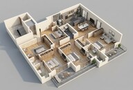 Floor plan of 4 BHK 1538 Sq. Ft. Apartment in Prestige Forest Hills, Mumbai