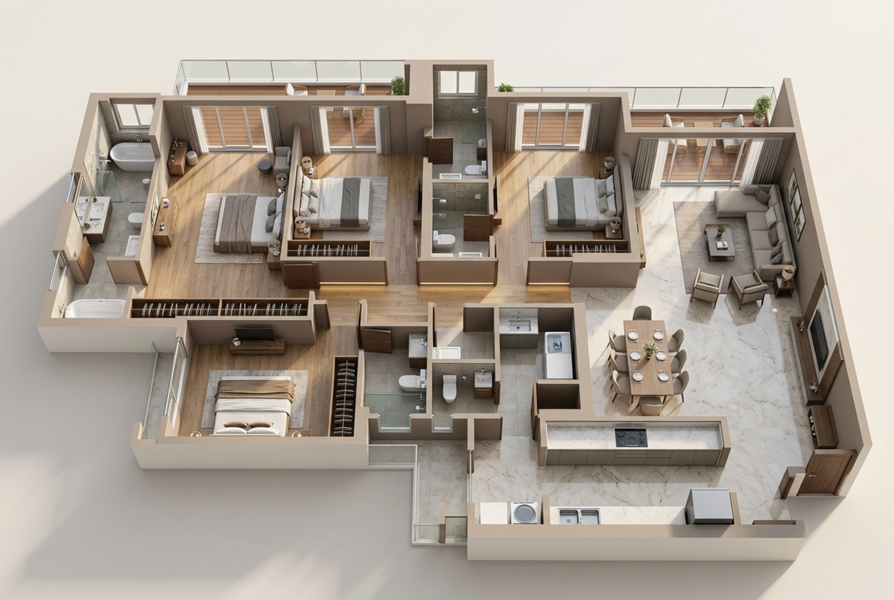 Floor plan of 4 BHK 2158 Sq. Ft. Apartment in Prestige Forest Hills, Mumbai