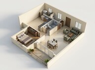 Floor plan of 1 BHK 1053 Sq. Ft. Apartment in Casagrand Estia, Chennai