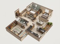 Floor plan of 2 BHK 1077 Sq. Ft. Apartment in Casagrand Estia, Chennai