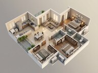 Floor plan of 3 BHK 1545 Sq. Ft. Apartment in Casagrand Estia, Chennai
