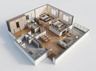 Floor plan of 2 BHK 1247 Sq. Ft. Apartment in Godrej Regent Park, Bangalore