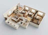 Floor plan of 3 BHK 1590 Sq. Ft. Apartment in Godrej Regent Park, Bangalore