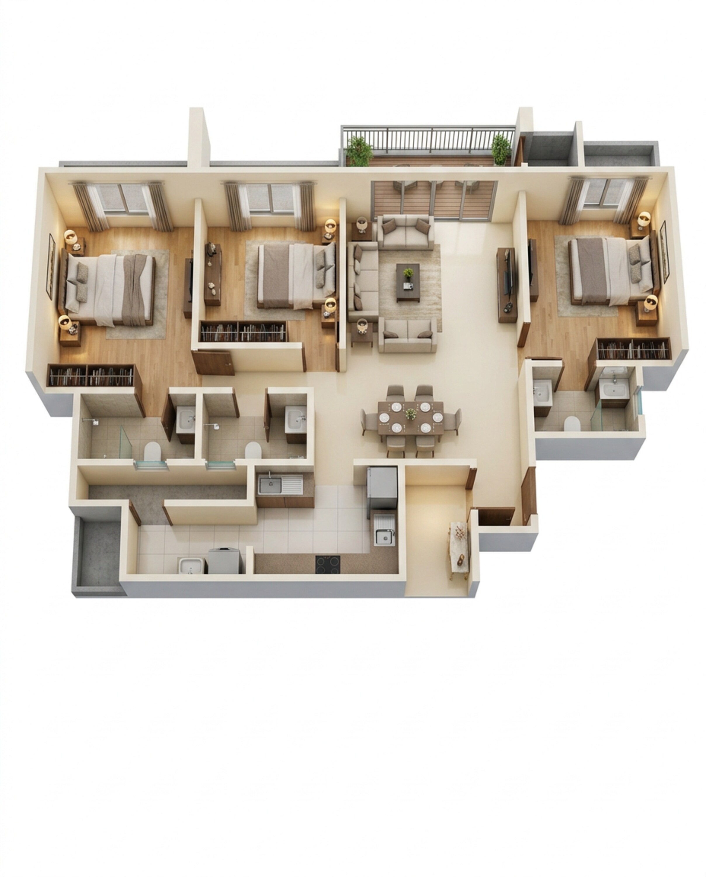 Floor plan of 3 BHK 1748 Sq. Ft. Apartment in Arvind Sylva, Bangalore