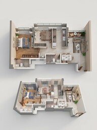 Floor plan of 2 BHK 694 Sq. Ft. Apartment in Dosti Maple, Thane