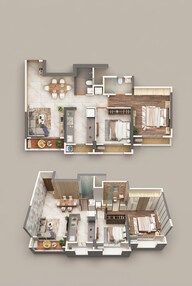 Floor plan of 2 BHK 757 Sq. Ft. Apartment in Dosti Olive, Thane