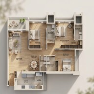 Floor plan of 3 BHK 1411 Sq. Ft. Apartment in Narang Valora, Mumbai