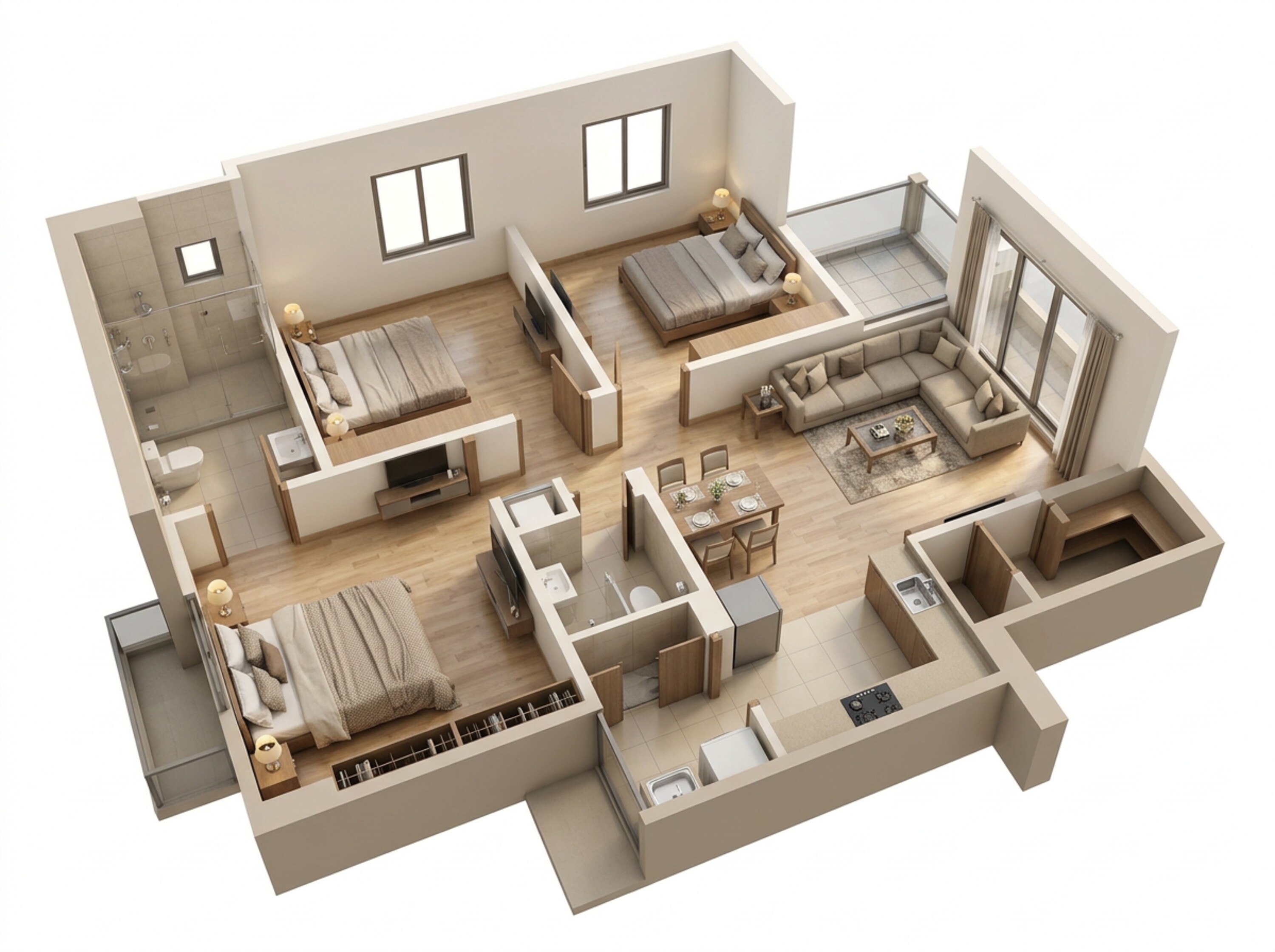 Floor plan of 3 BHK 655 Sq. Ft. Apartment in Godrej Celeste, Ahmedabad