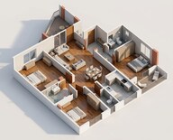 Floor plan of 3 BHK 1289 Sq. Ft. Apartment in Belvalkar Yashodhan, Pune